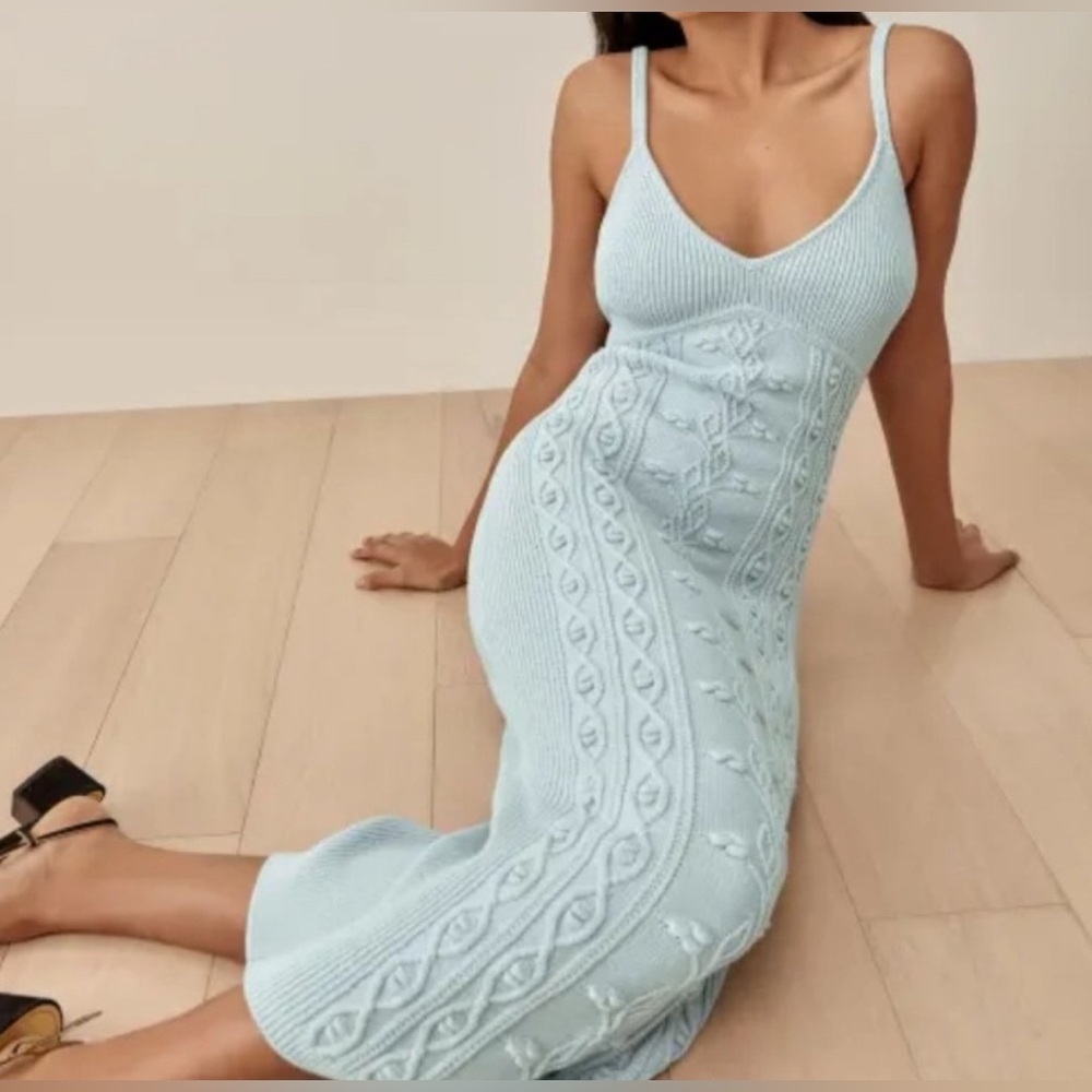 NWT Reformation Natale Light Blue Midi Dress